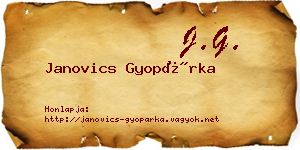Janovics Gyopárka névjegykártya